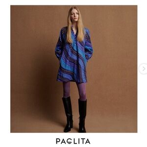 NWT [Paolita] London Arnall Phoebe Key Pattern Bright Blue Dress/Tunic Women’s S